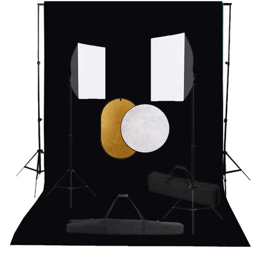 Prolenta Premium - Fotostudio-Set mit Softboxen, Hintergrundsystem und Reflektor