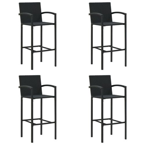 Prolenta Premium Barhocker 4 Stk. Schwarz Poly Rattan