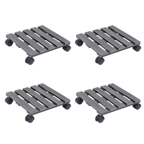 Prolenta Premium - Pflanzenroller 4 Stk. Grau 30x30x7,5 cm WPC