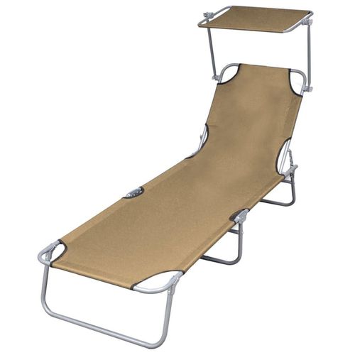 Prolenta Premium - Sonnenliege Klappbar mit Sonnenschutz Stahl Taupe