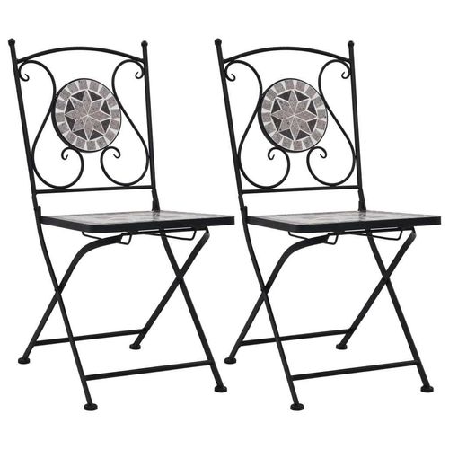 Prolenta Premium - Mosaik-Bistrostühle 2 Stk. Grau