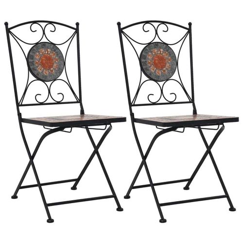 Prolenta Premium - Mosaik-Bistrostühle 2 Stk. Orange / Grau