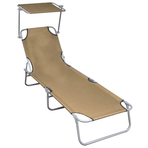 Prolenta Premium - Klappliege mit Sonnenschutz Taupe Aluminium