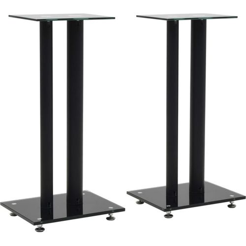 Prolenta Premium - Lautsprecherständer 2 Stk. Doppelsäulen-Design Hartglas Schwarz