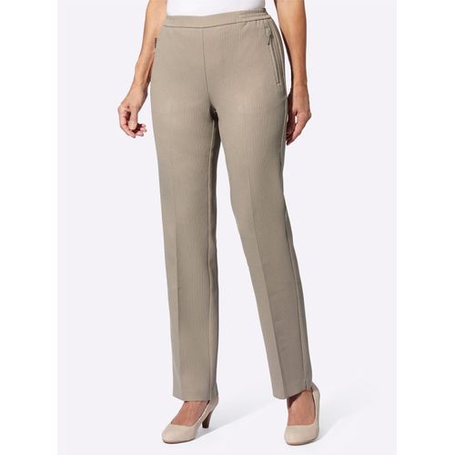 Bügelfaltenhose CLASSIC BASICS, Damen, Gr. 38, Normalgrößen, beige (sesam), 100% Polyester, gemustert, gestreift, lang, Hosen