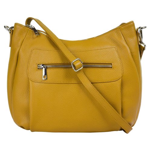 Umhängetasche SAMANTHA LOOK, Damen, Gr. B/H/T: 30cm x 25cm x 7cm onesize, gelb, Leder, unifarben, Taschen, echt Leder, Made in Italy