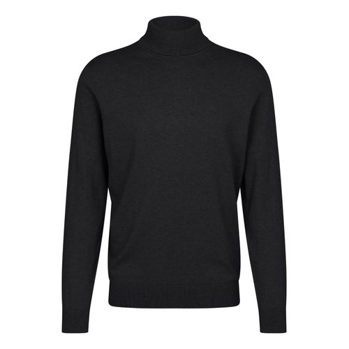 Troyer BUGATTI, Herren, Gr. S, grau (dunkelgrau), Jersey, Obermaterial: 95% Baumwolle, 5% Kaschmir, unifarben, casual, regular fit normal, Rundhals, Langarm, Pullover, mit Rippenbündchen