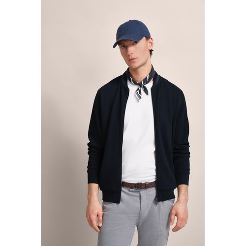 Sweatjacke BUGATTI, Herren, Gr. 3XL, blau (marine), Sweatware, 82% Baumwolle, 15% Polyester, 3% Elasthan, unifarben, casual, normal, Langarm Rippbündchen, Sweatjacken, mit Collegekragen