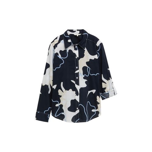 TOM TAILOR Damen Bluse mit Muster, blau, Geblümt, Gr. 34