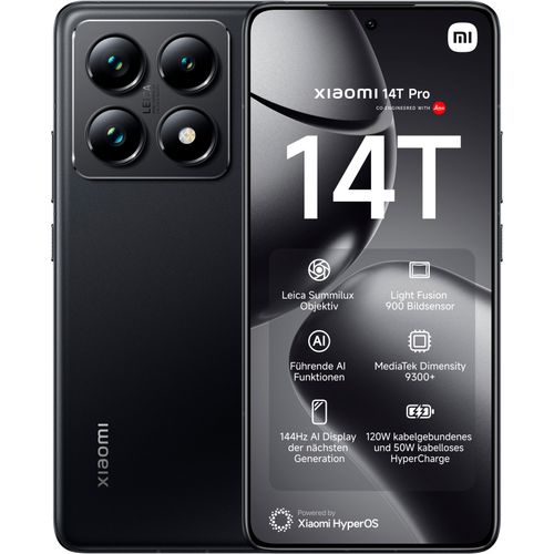 XIAOMI Smartphone "Xiaomi 14T Pro 512GB", schwarz (titan schwarz), 512 GB, Mobiltelefone
