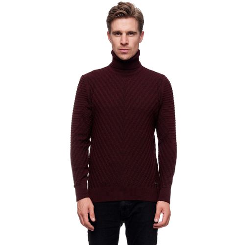 Rollkragenpullover RUSTY NEAL, Herren, Gr. XXL, rot (weinrot), 70% Polyacryl, 30% Baumwolle, unifarben, casual, normal, hoch geschlossener Ausschnitt, Langarm, Pullover, in stilvollem Feinstrick