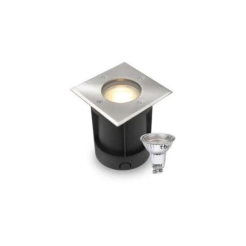 LED Bodeneinbaustrahler eckig Edelstahl 230V IP67 - Leuchtmittel: GU10 5W 2700K ...