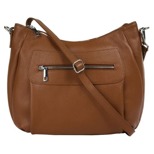 Umhängetasche SAMANTHA LOOK, Damen, Gr. B/H/T: 30cm x 25cm x 7cm onesize, braun (cognac), Leder, unifarben, Taschen, echt Leder, Made in Italy