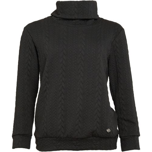 Rollkragenpullover SEIDEL MODEN, Damen, Gr. 42, schwarz, Strick, Obermaterial: 81% Polyester, 16% Viskose, 3% Elasthan, Strukturmuster, casual, regular fit taillenbedeckt, ohne Ausschnitt, Langarm Bündchen, Pullover, mit Logo Patch, MADE IN GERMANY