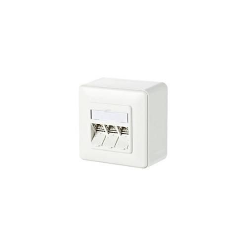 Metz Connect C6Amodul 180° - Steckdosenauslass - RJ 45 - 3 Netzwerksteckdosen - Pure White, RAL 9010