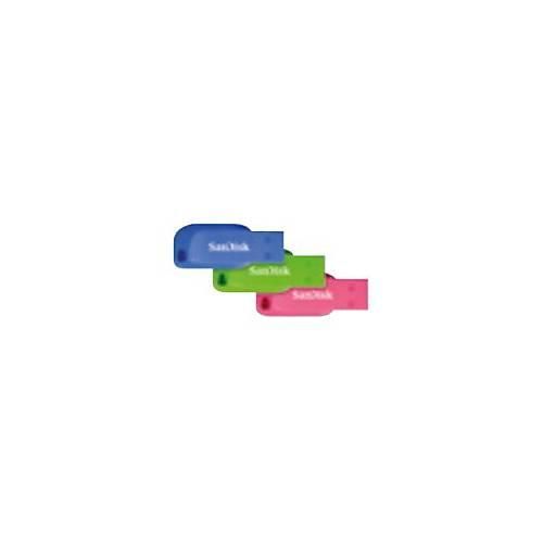 SanDisk Cruzer Blade - USB-Flash-Laufwerk - 16 GB - USB 2.0 - Blau, grün, pink (Packung mit 3)