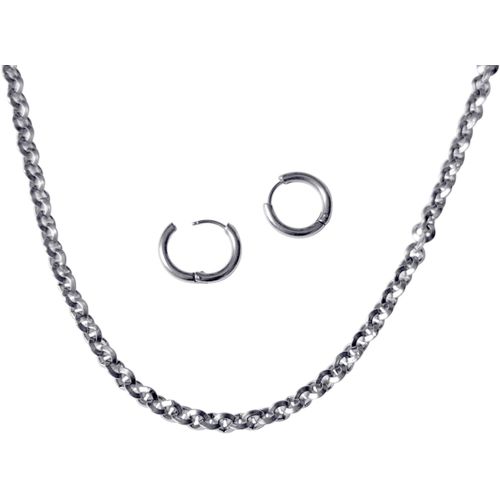 Firetti Schmuckset »Mulitpack Schmuck Geschenk Edelstahl Halskette Paar Creolen«, (Set, 3 tlg.)