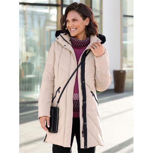 Steppjacke CASUAL LOOKS, Damen, Gr. 46, beige, 100% Polyester, Fellimitat:100% Polyester, Wattierung:100% Polyester, unifarben, Langarm, Jacken