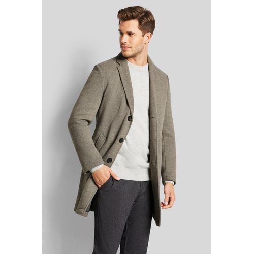 Wollmantel BUGATTI, Herren, Gr. 50, grau (taupe), 49% Polyester, 40% Wolle, 11% Viskose, unifarben, elegant, slim fit, Langarm normaler Saum, Mäntel, mit feiner Struktur