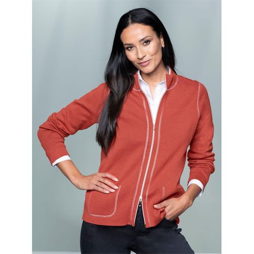 Strickjacke HEINE, Damen, Gr. 40, orange (terra), 50% Baumwolle, 50% Polyacryl, unifarben, Langarm, Strickjacken