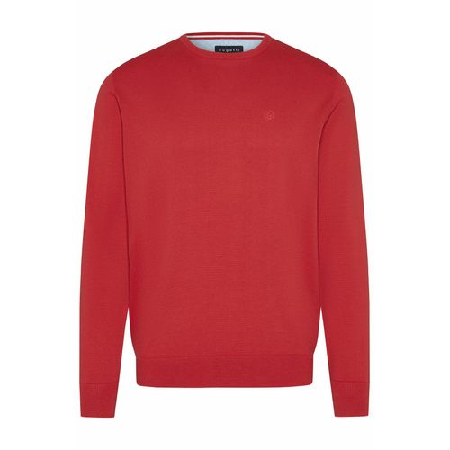 Rundhalspullover BUGATTI, Herren, Gr. 3XL, rot, Sweatware, 100% Baumwolle, casual, regular fit, Rundhals, Langarm Rippbündchen, Pullover, aus reiner Baumwolle