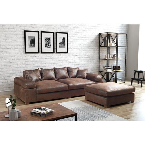 Big Sofa Megasofa Riesensofa AREZZO - Vintage Hellbraun inkl.Hocker