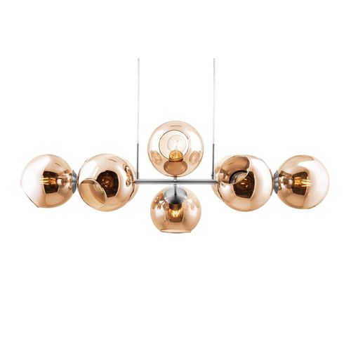 Nino Leuchten Pendel 8-flg. PILAR Nickel matt, Glas amber, 31240823