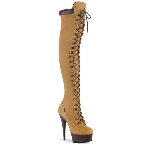 DELIGHT-3000TL Damen Boots von Pleaser, Tan EU 35, US 5