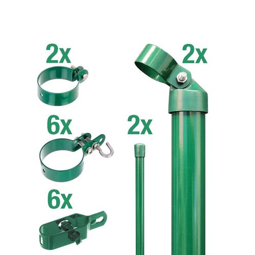 Alberts Zaunanschluss-Set Wellengittertor an Maschendrahtzaun | Set,2s | grün| zum Einbetonieren | Torpfosten-Ø: 60 mm | Zaunhöhe: 2000 mm