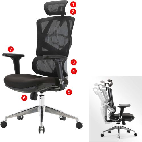 Bürostuhl MCW-J89, Schreibtischstuhl ergonomisch, Lordosenstütze hohe Rückenlehne 3D-Armlehnen gepolstert schwarz