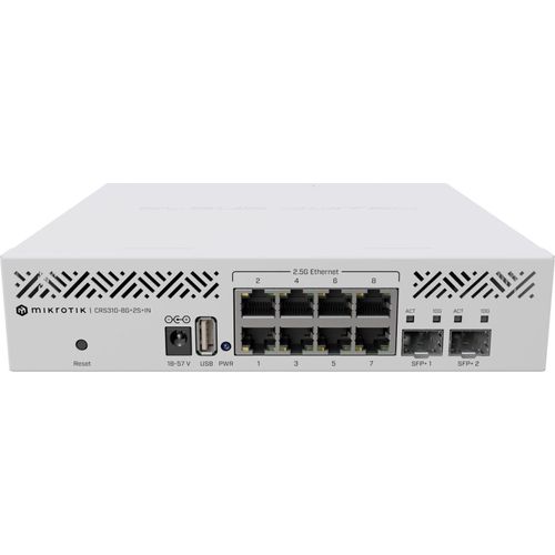 MikroTik | Cloud-Router-Switch | CRS310-8G+2S+IN | Rackmontierbar | Anzahl der 1-Gbit/s-Ports (RJ-45) 8 | Anzahl der SFP+-Ports 2