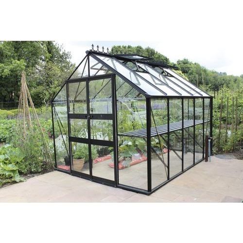 Gewächshaus Halls Blockley 810 3 mm Sicherheitsglas mit Fundament 256 x 317 cm schwarz