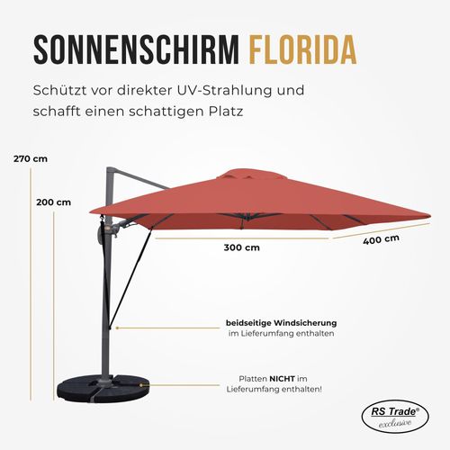 Sonnenschirm 3m x 4m, Aluminium; UV-Schutz; inkl. Regencover