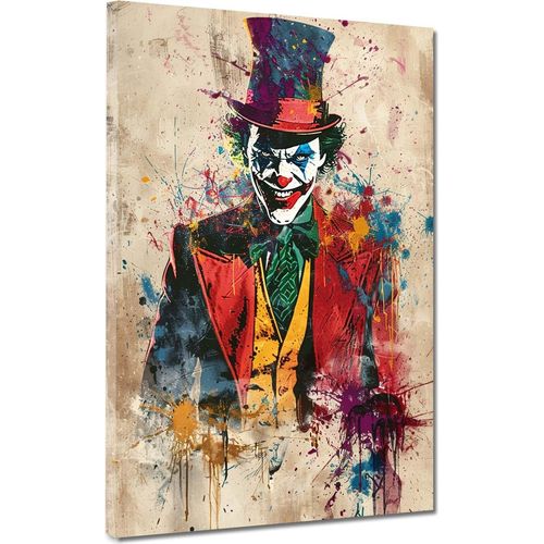 Joker Pop Art abstrakte Kunst Leinwandbild Wandbild Kunstdruck XL Wanddeko: 120x160x4cm