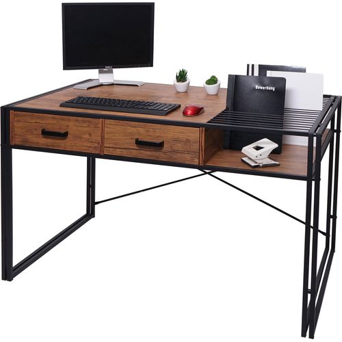 Schreibtisch HWC-H91, Bürotisch Computertisch, Industrial 76x120x70cm braun