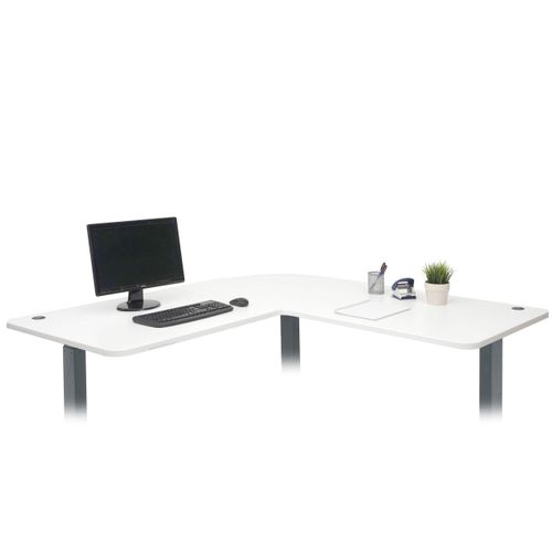 Tischplatte HWC-D40 für Eck-Schreibtisch, Schreibtischplatte, 90° MVG- weiß