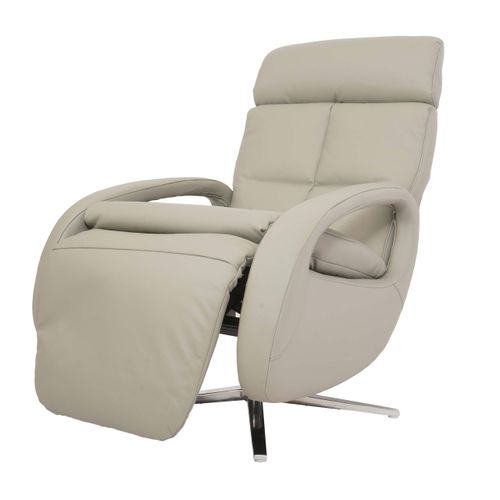 Relaxsessel HWC-L11, Design Fernsehsessel TV-Sessel Liegesessel, Liegefunktion drehbar, Voll-Leder grau