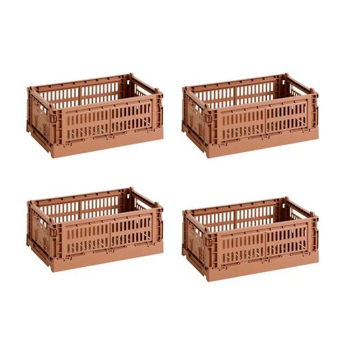 HAY - Colour Crate Korb S, 26,5 x 17 cm, terracotta, recycled (4er Set)