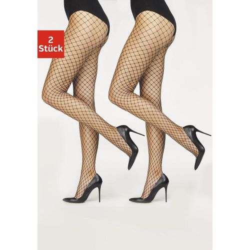 BUFFALO Netzstrumpfhose schwarz Gr. 40/42 für Damen. Mit Netz. Elastisch
