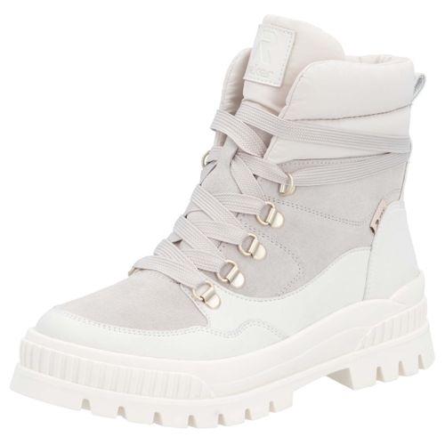 Winterboots RIEKER EVOLUTION, Damen, Gr. 43, weiß (sanftes weiß), Leder, Veloursleder, unifarben, sportlich, Schuhe, Schneeboots, Outdoorboots mit wasserabweisender R-TEX-Membran