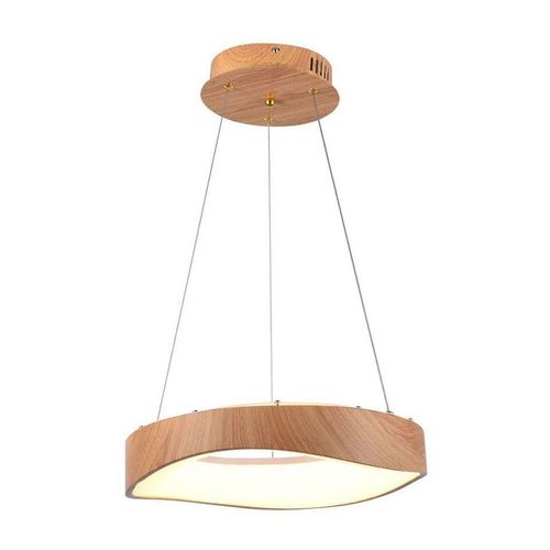 LED Pendelleuchte, Metall, Holz, Weiß, 2100 Lumen, H 140 cm