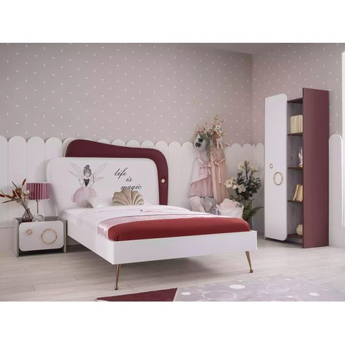 Kindermöbel Kinderbett Holz Garnitur Schrank Nachttische Rosa Set 3tlg