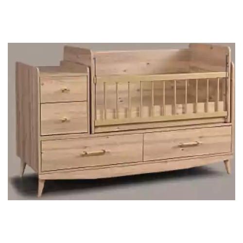 Kinderbett Säugling Baby Betten Kleinkind Bett Holzbett Braun mit Regalen