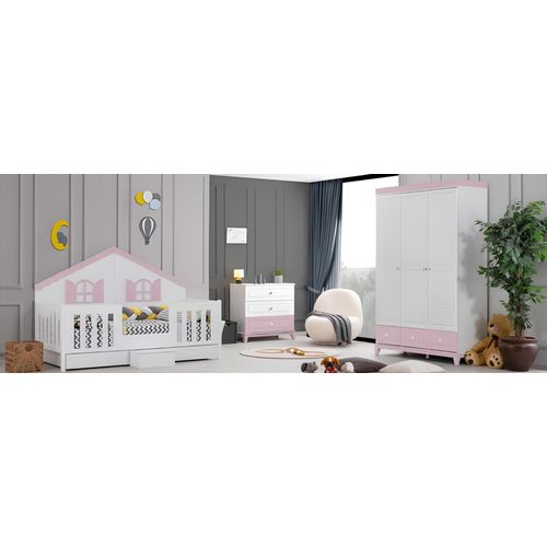 Kinderzimmer Set Modern Besteht aus Kinderbett Schrank Kommode 3tlg neu