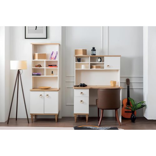 Büro Set Schreibtisch Beige Bücherregal Schreibtische Sekretär Design 2tlg. Neu
