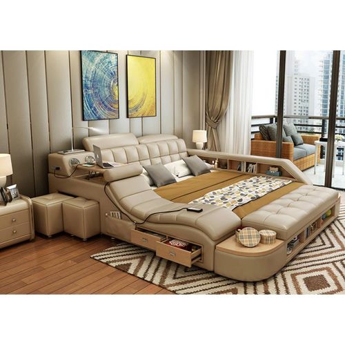 Multifunktion Betten Luxus Leder Bett Polster Moderne Hotel Massage Funktion Neu