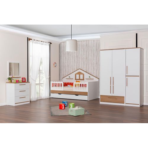 Robuste Komplette Kinderzimmer Einrichtung Designer Bett Kleiderschrank