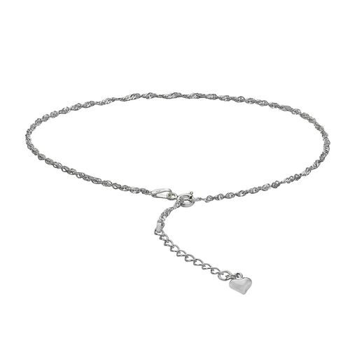 Zeeme Basic Fußkette Silber 925 mit Herz-Motiv 26+3cm lang