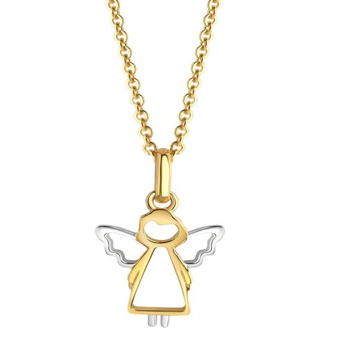 Celesta Silber Halskette 375/- Gelbgold 2farbig Engel
