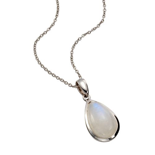 Jamelli Anhänger mit Kette 925 Silber rhodiniert mit Rainbow Mondstein